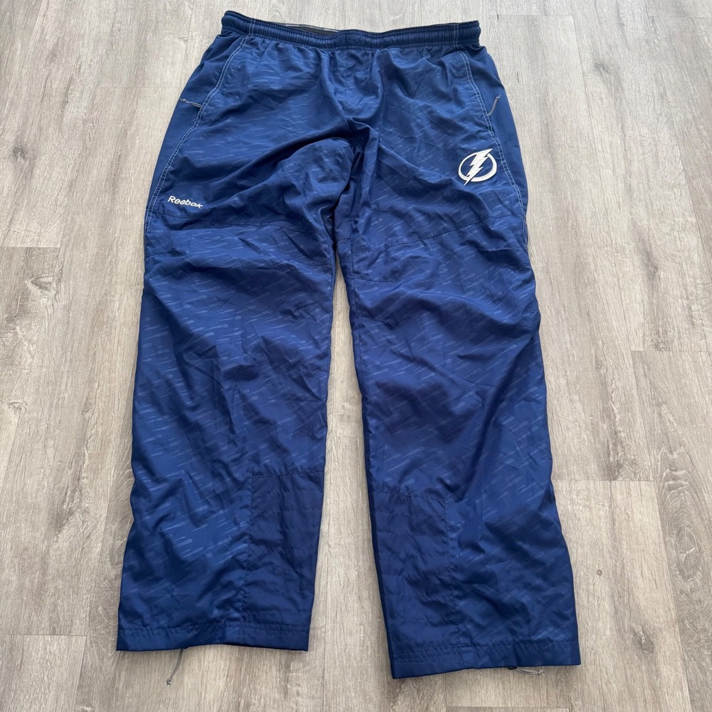 Reebok Tampa Bay Lightning NHL Center Ice Track Hockey Pants Mens XL Blue